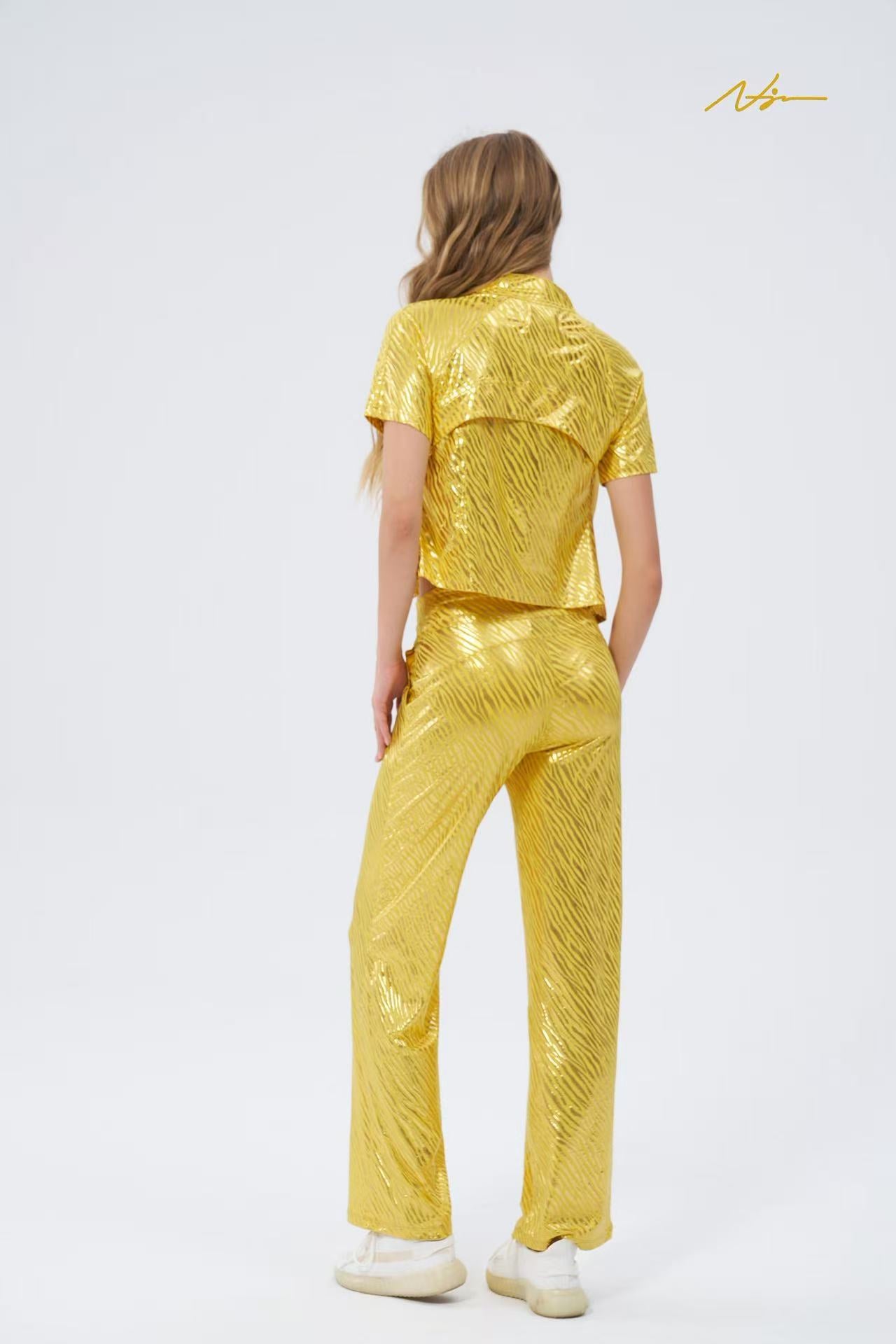 #NJ2002 Marble Yellow Sport Dress For Women