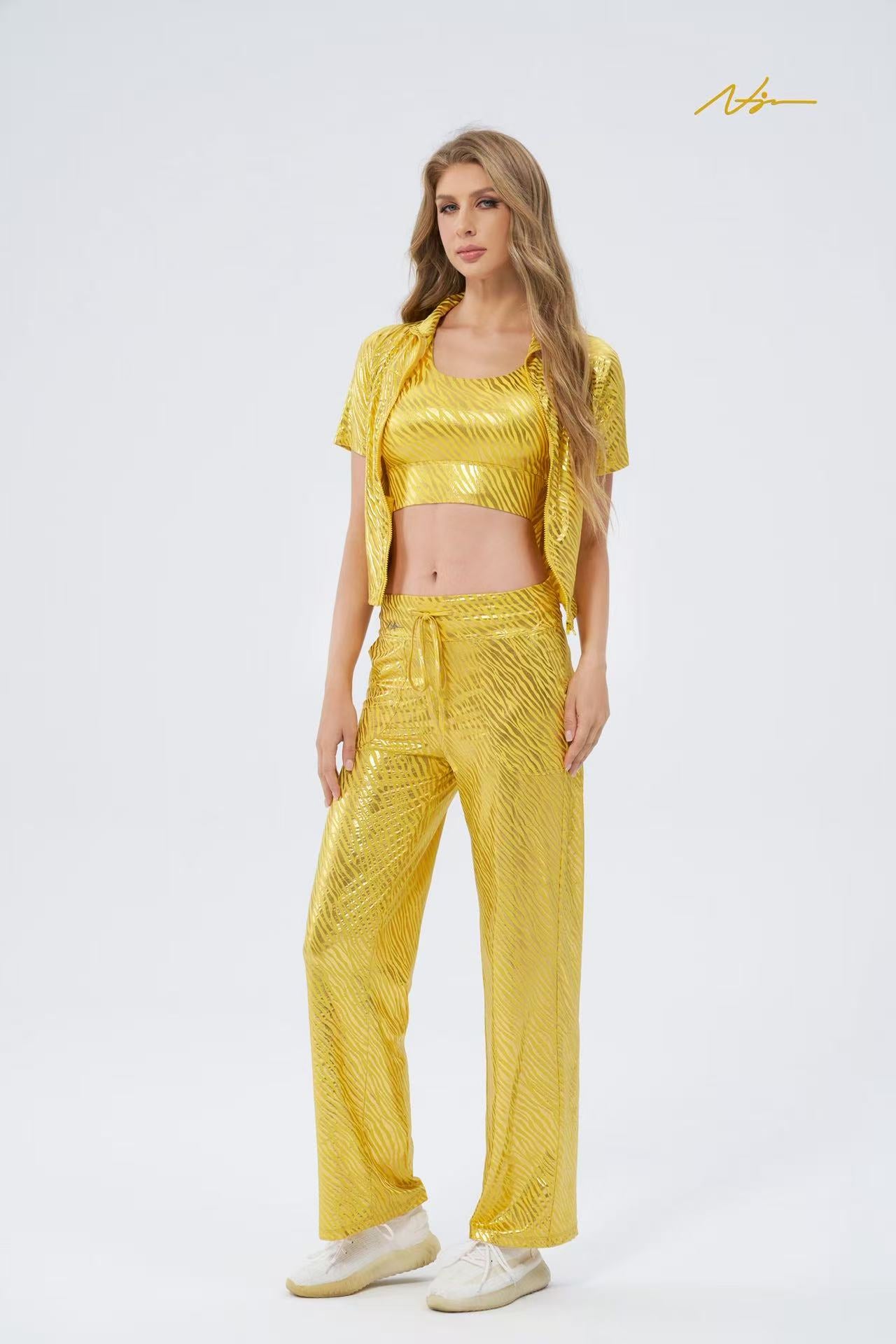 #NJ2002 Marble Yellow Sport Dress For Women