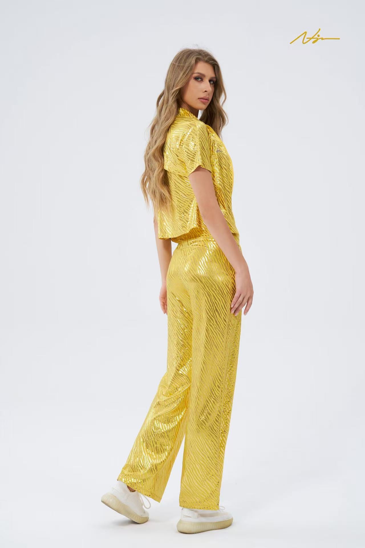 #NJ2002 Marble Yellow Sport Dress For Women