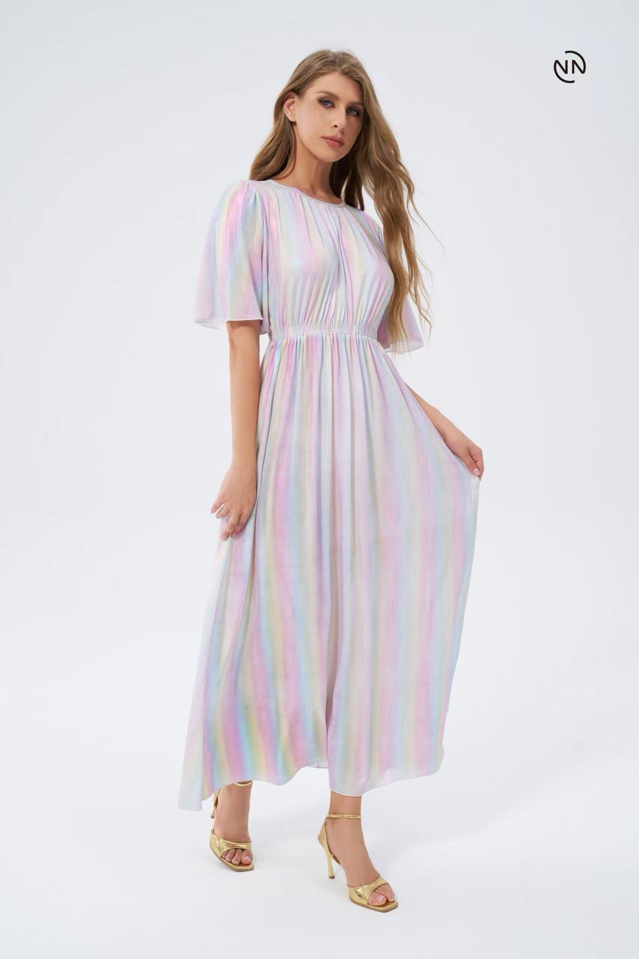 #N0024 White Rainbow Dress For Women