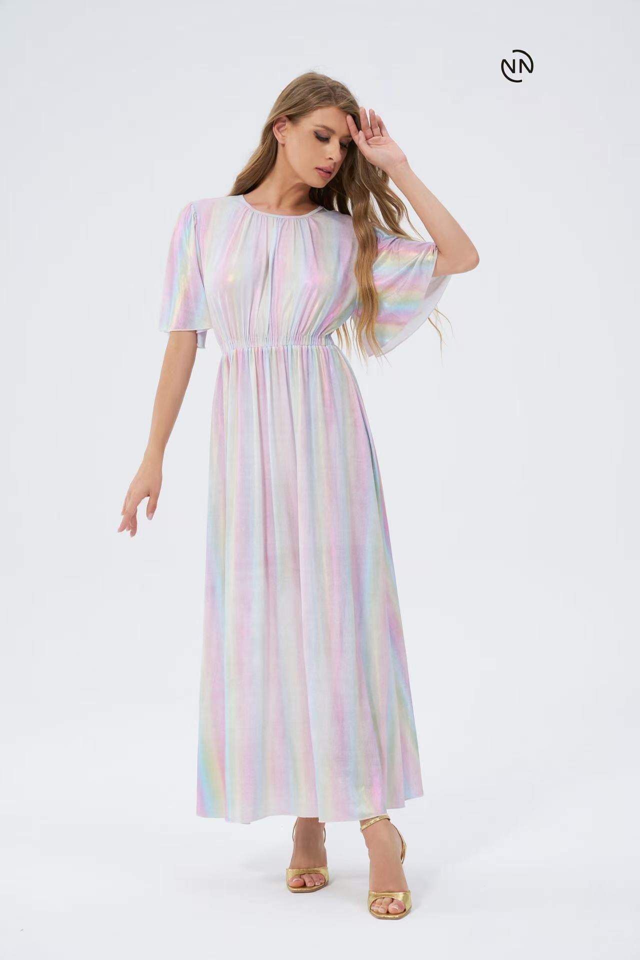 #N0024 White Rainbow Dress For Women