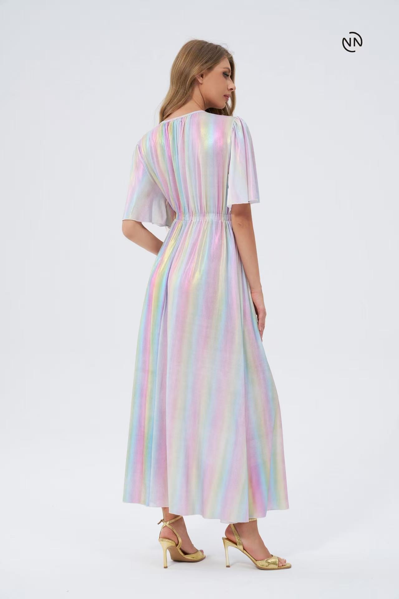 #N0024 White Rainbow Dress For Women