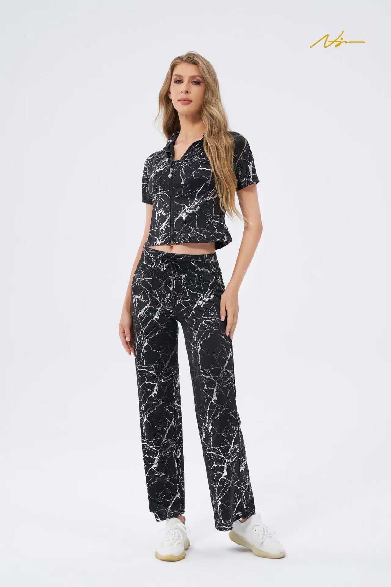 #NJ2002 Black Marble Sports Dress For Women