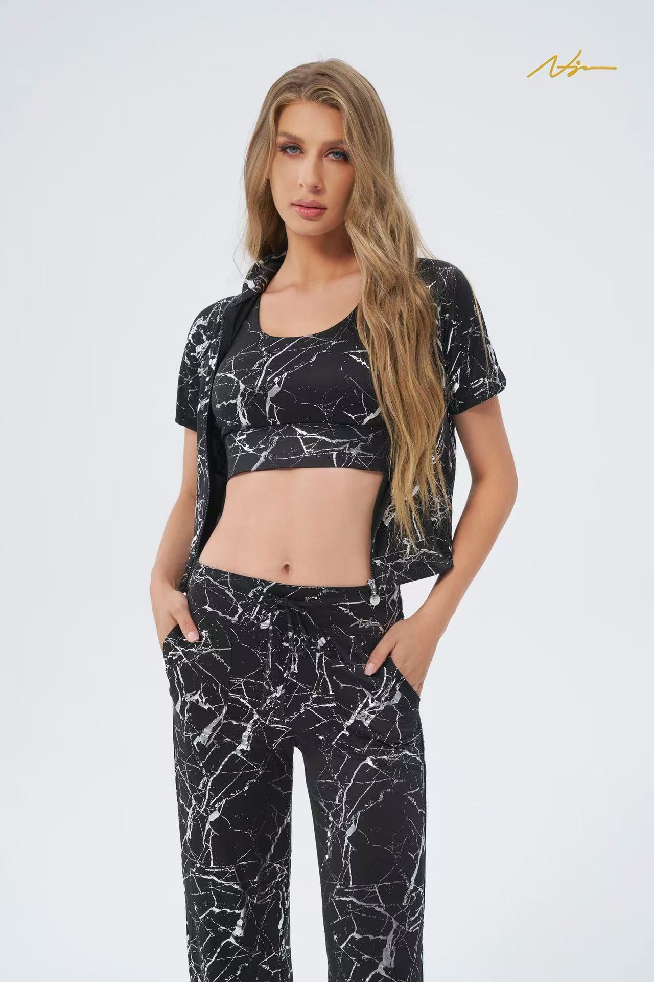 #NJ2002 Black Marble Sports Dress For Women