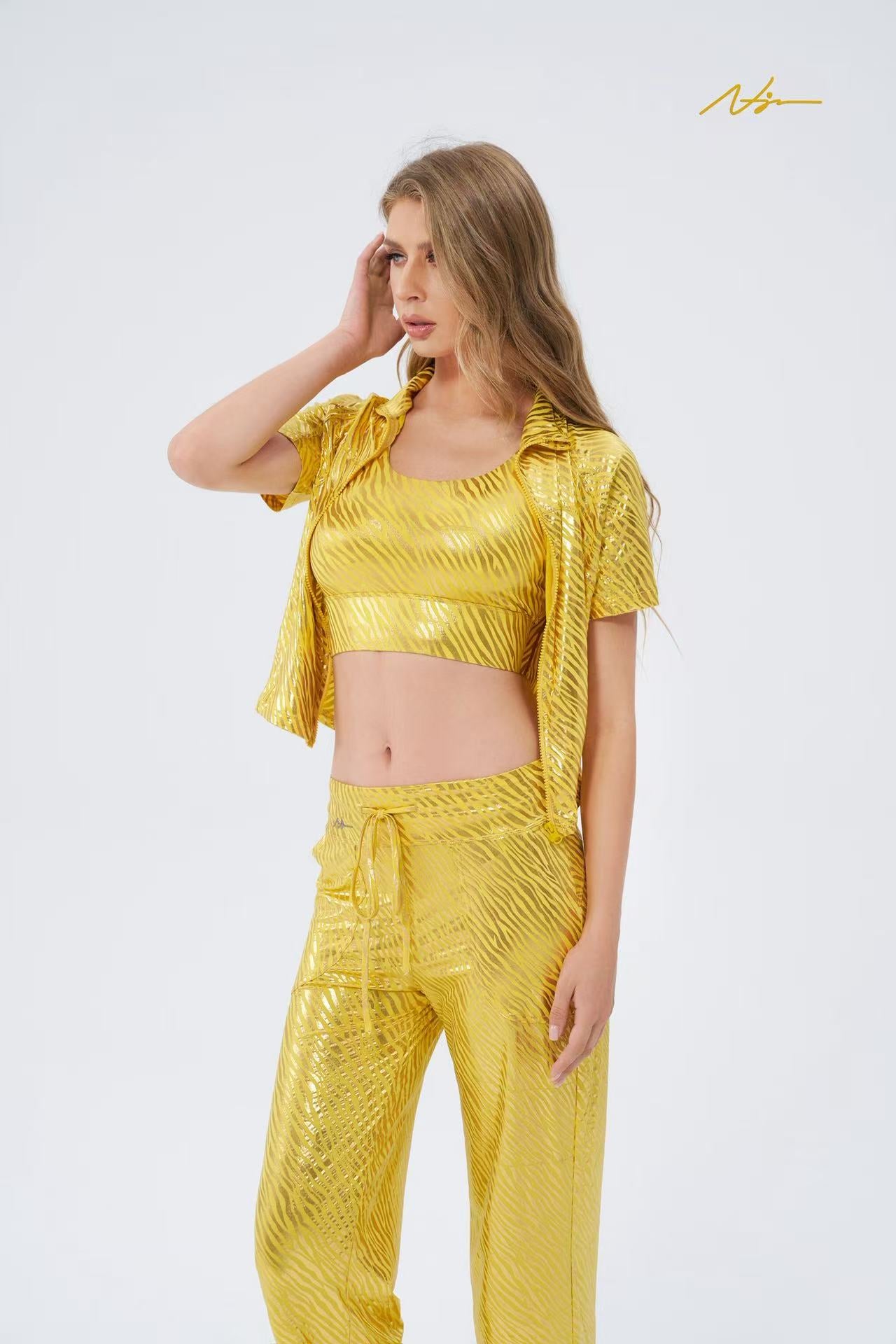 #NJ2002 Marble Yellow Sport Dress For Women