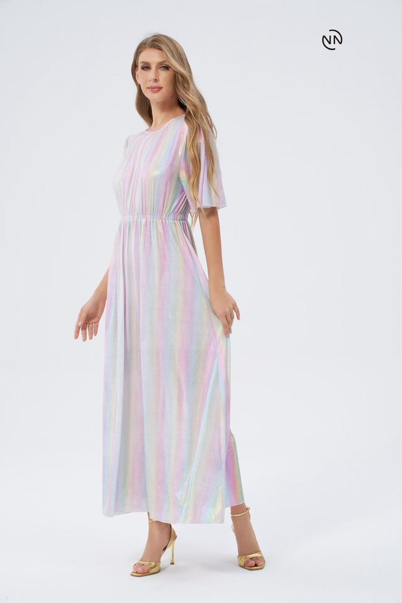 #N0024 White Rainbow Dress For Women