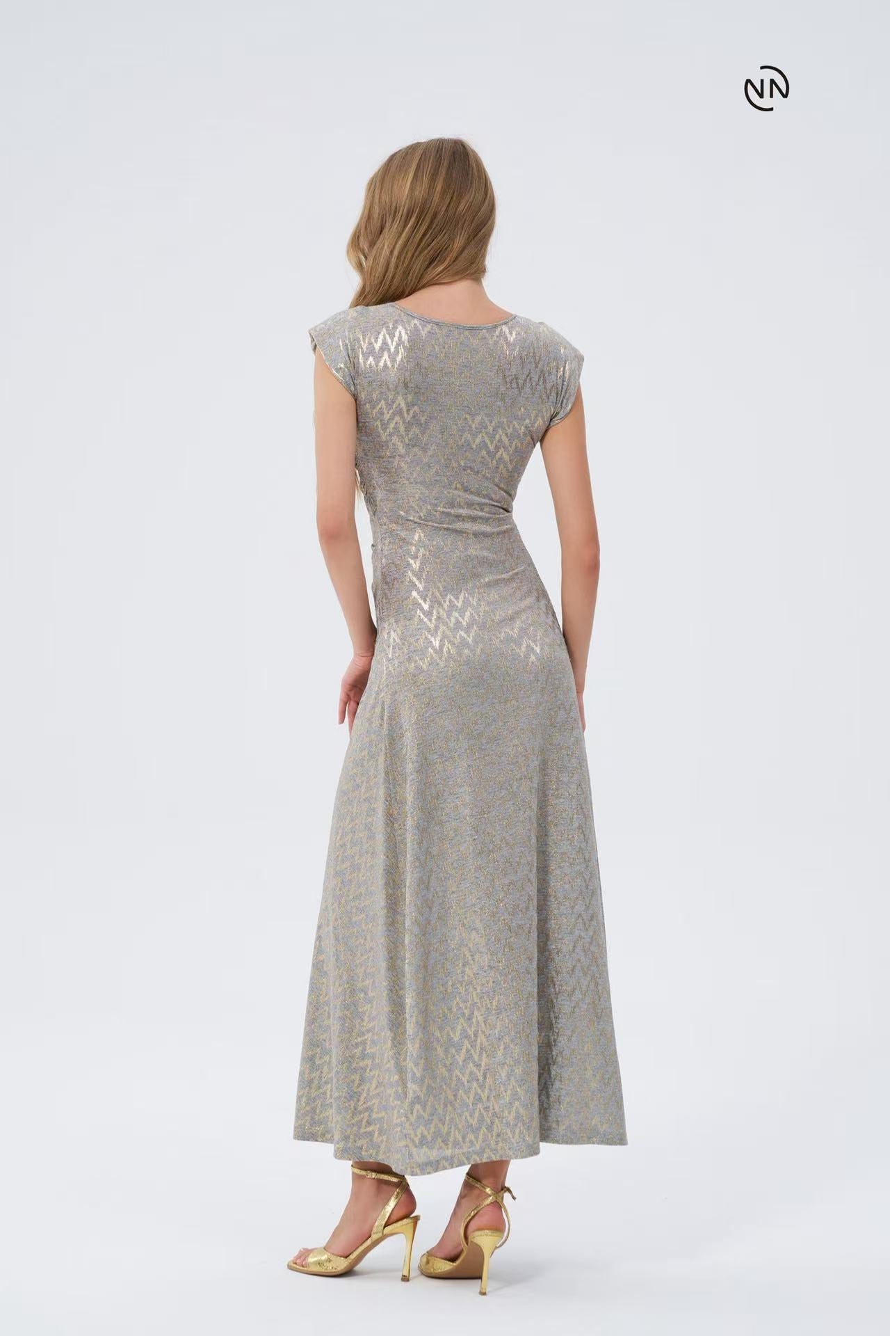 #N0015 Silver Metallic Dress For Women