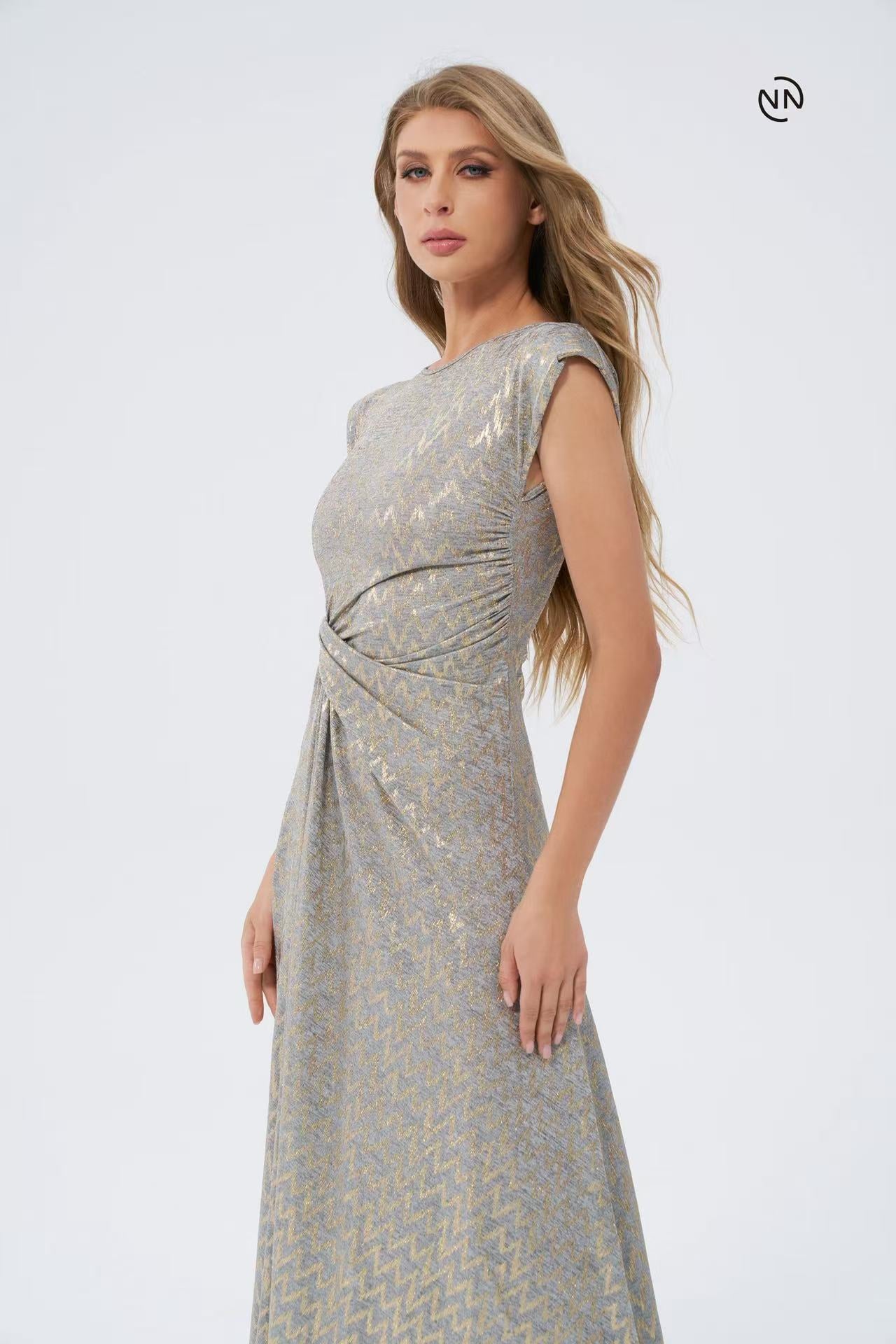 #N0015 Silver Metallic Dress For Women