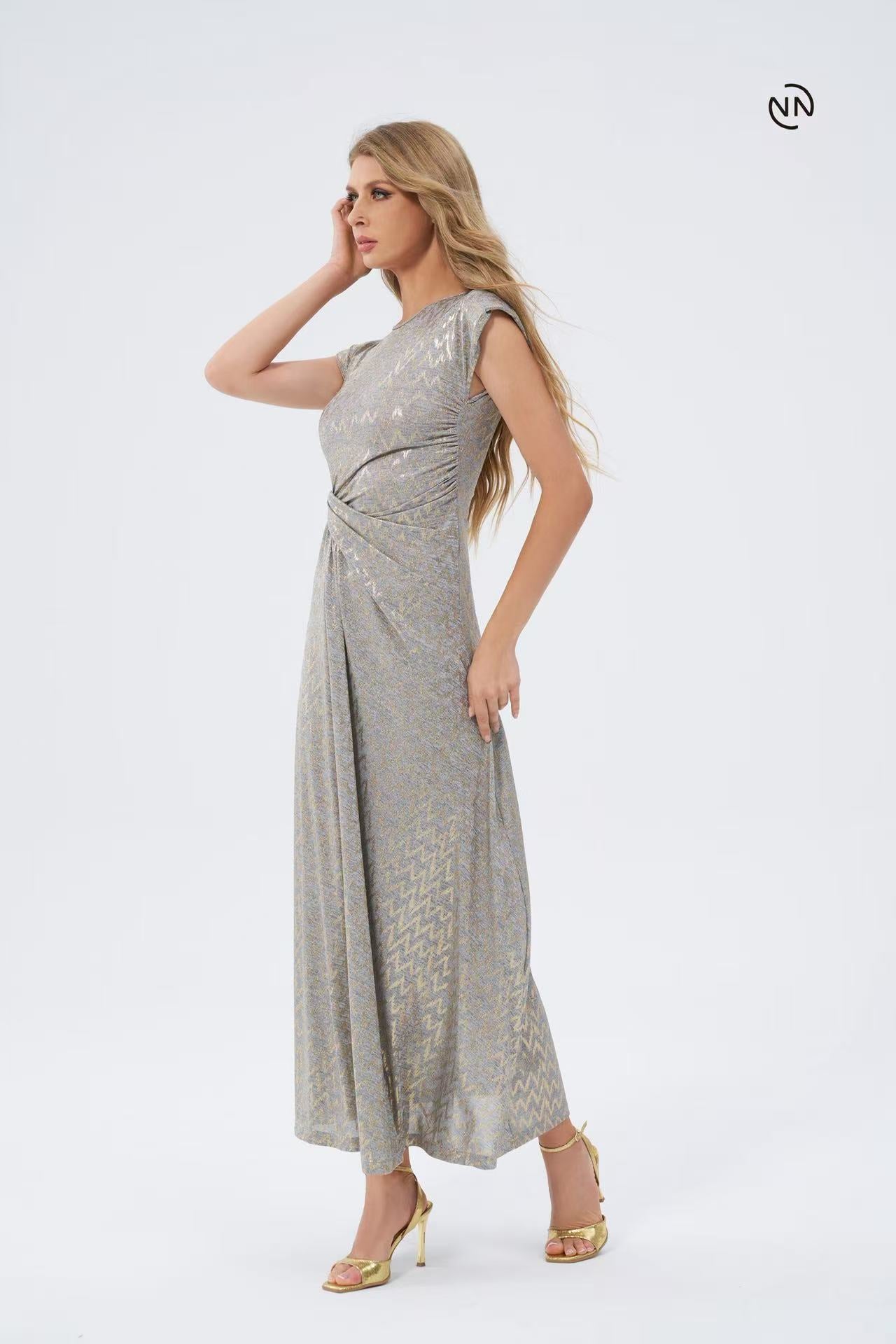 #N0015 Silver Metallic Dress For Women