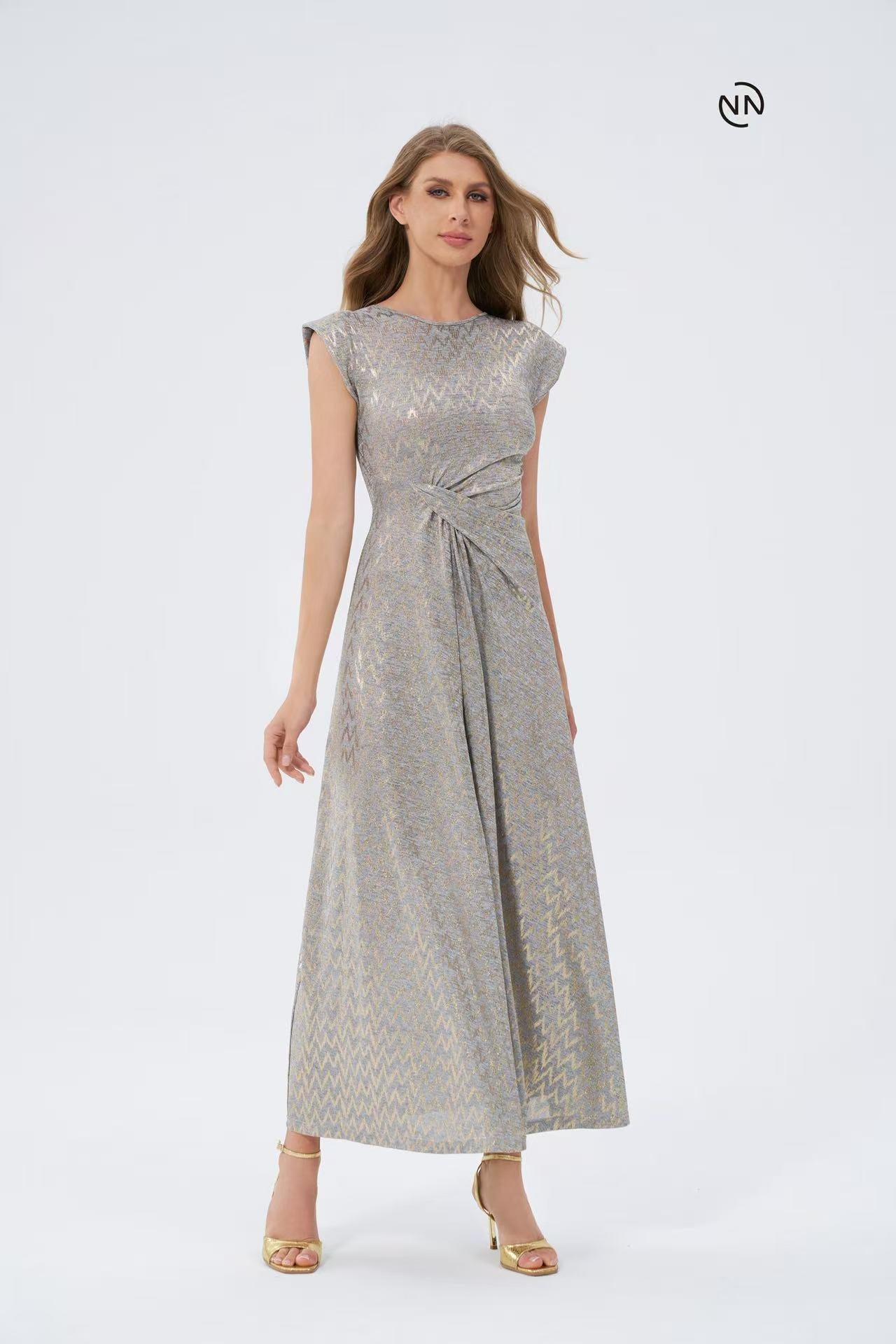 #N0015 Silver Metallic Dress For Women