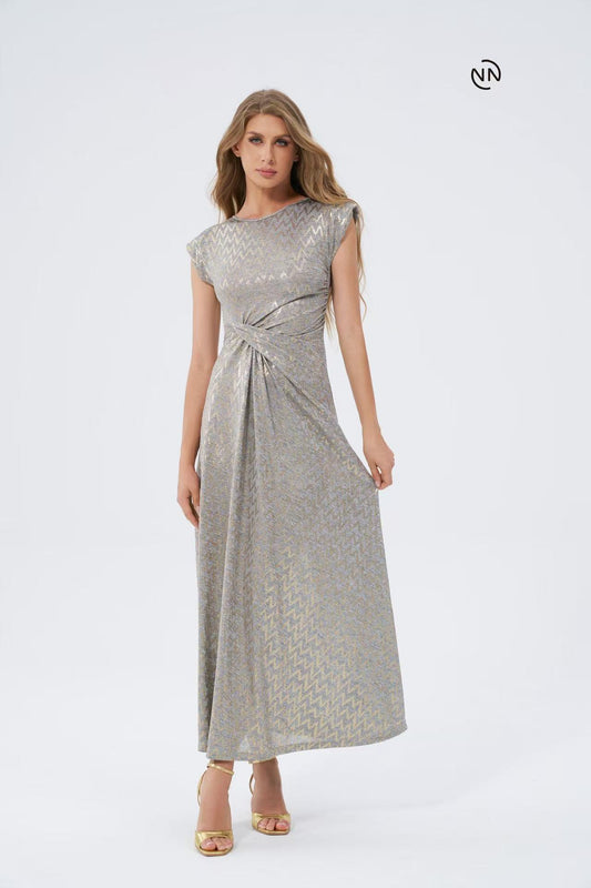 #N0015 Silver Metallic Dress For Women