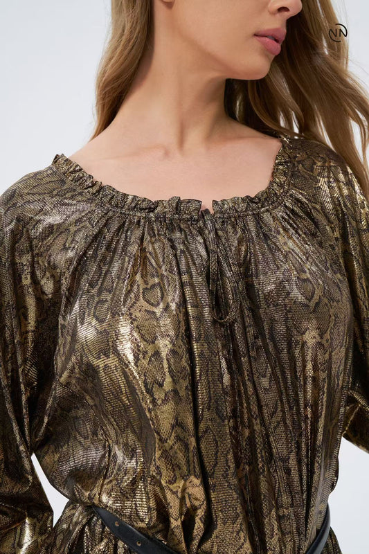 #N0009 Metallic Serpantine Dress For Women