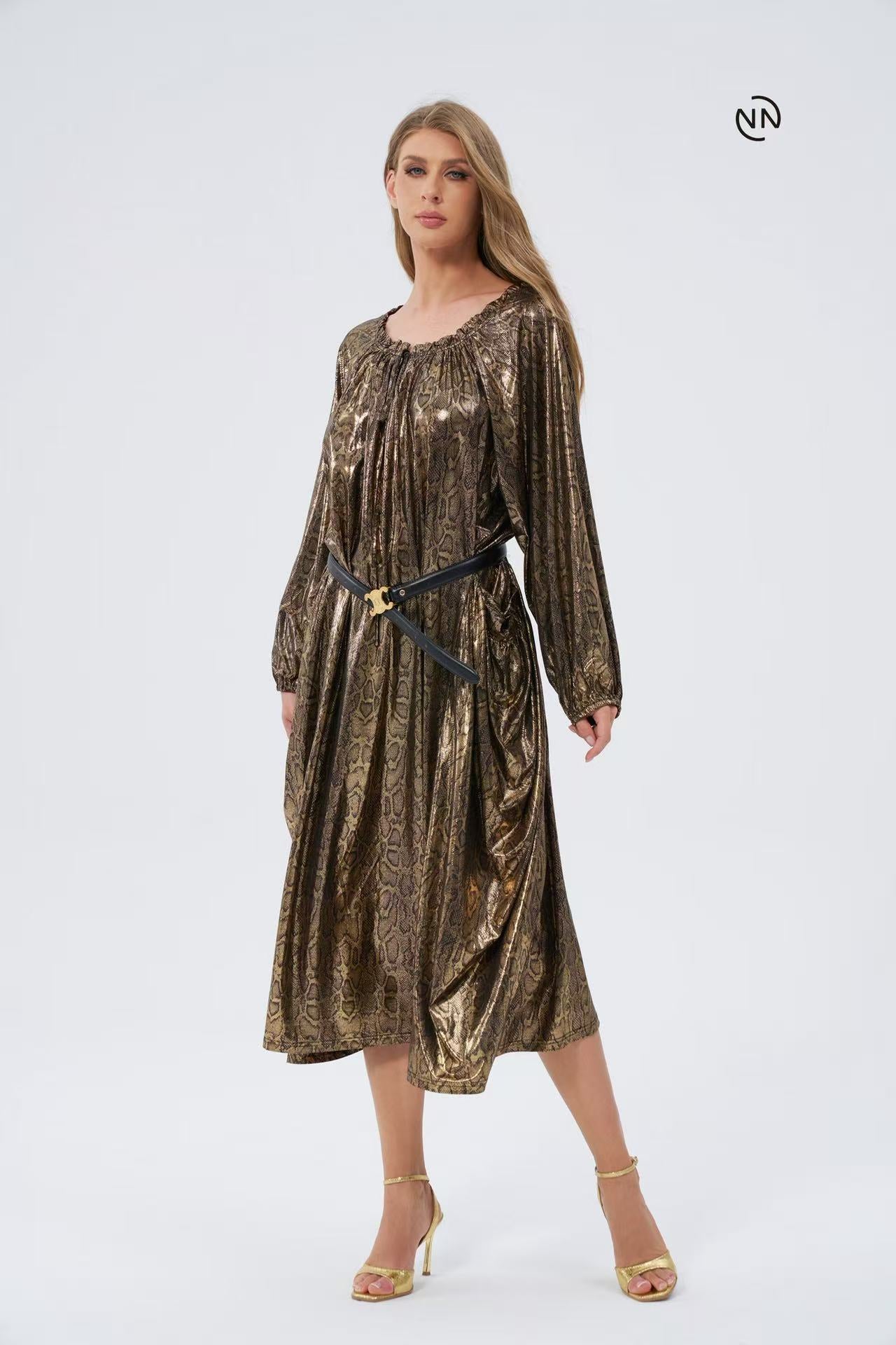 #N0009 Metallic Serpantine Dress For Women