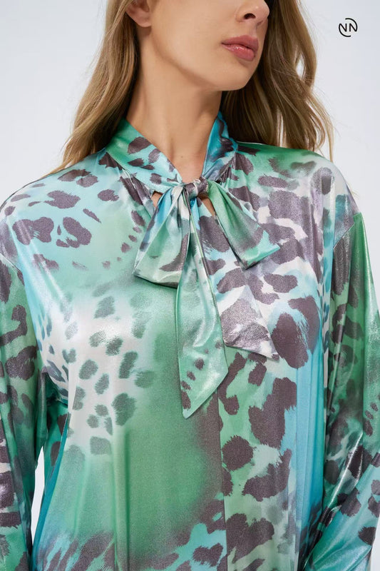 #N0007 Light Green Leopard Dress For Women