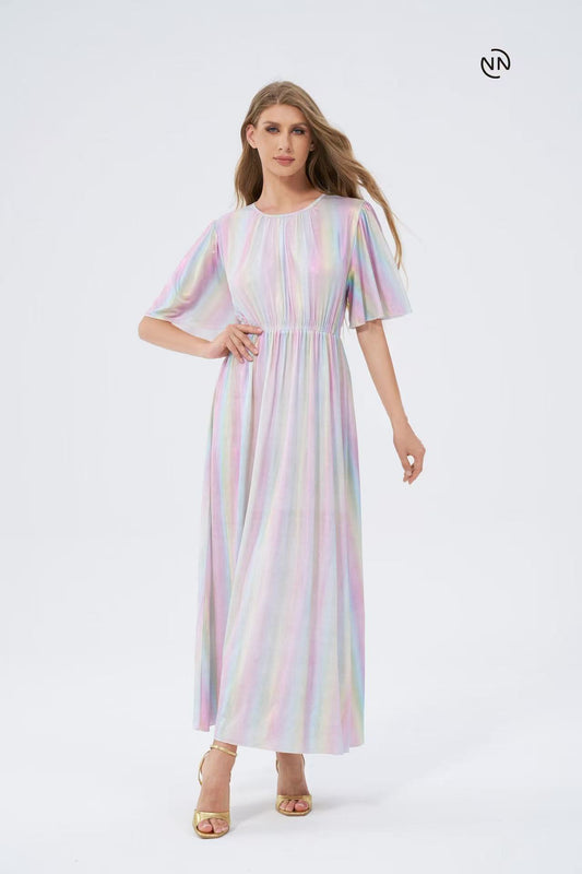 #N0024 White Rainbow Dress For Women
