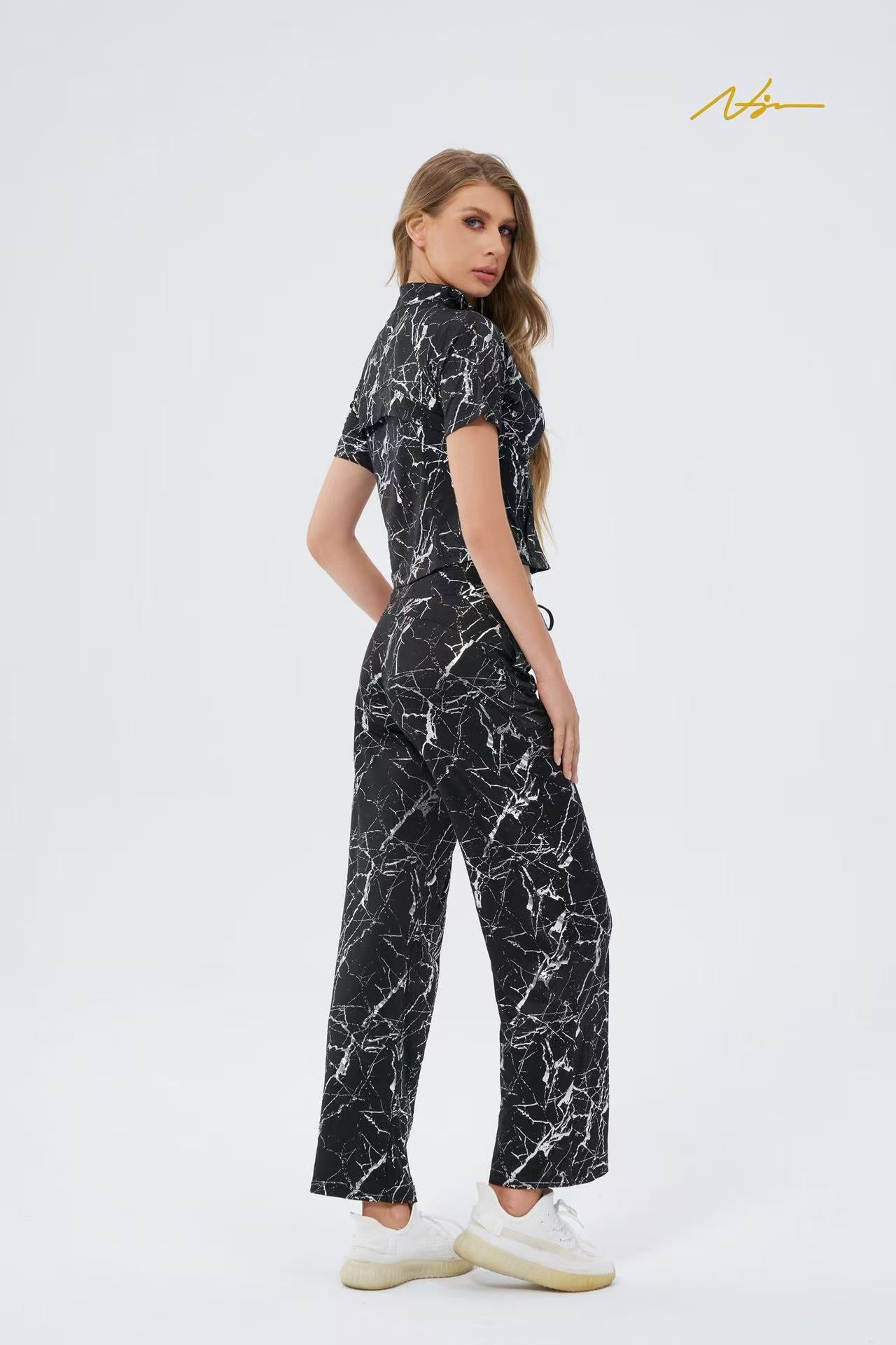 #NJ2002 Black Marble Sports Dress For Women