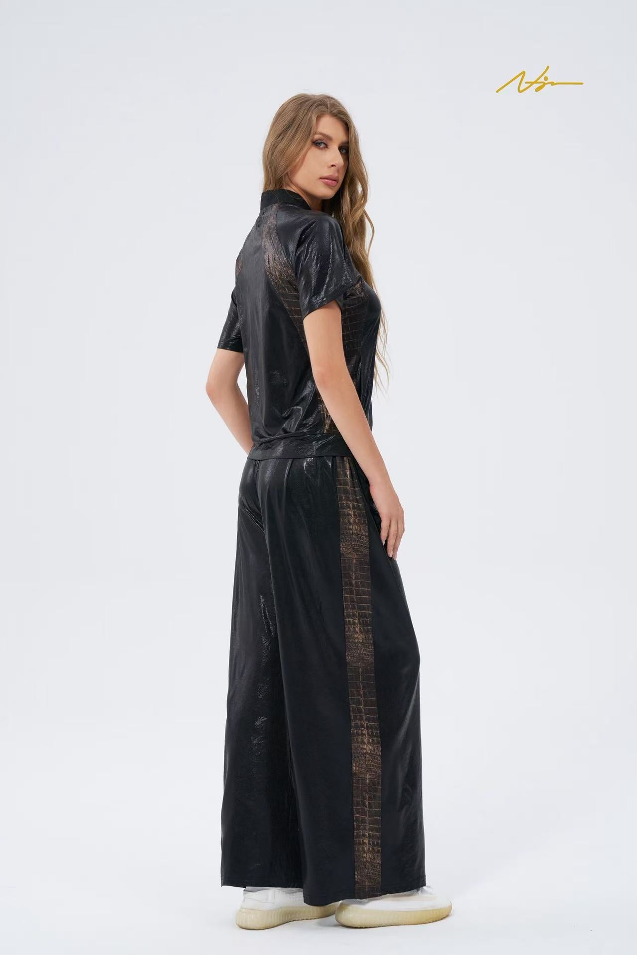 #NJ2000 Metallic Black Leopard Sports For Women