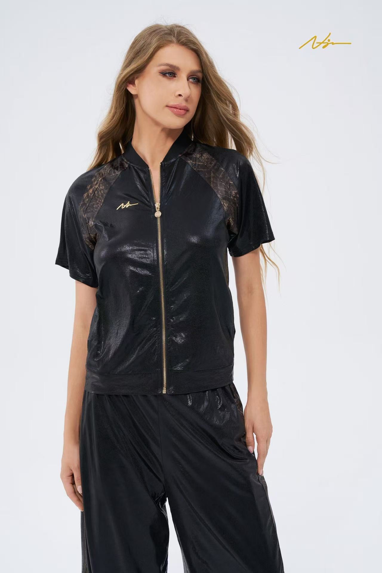 #NJ2000 Metallic Black Leopard Sports For Women